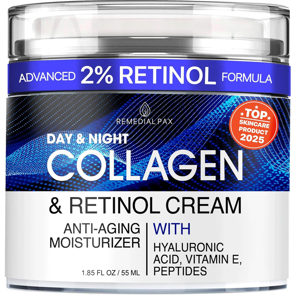 Collagen Face Cream with Retinol & Hyaluronic Acid - Anti Aging Moisturizer for Women & Men, Firming Day & Night Cream for Wrinkles, Hydrating Facial Lotion for All Skin Types